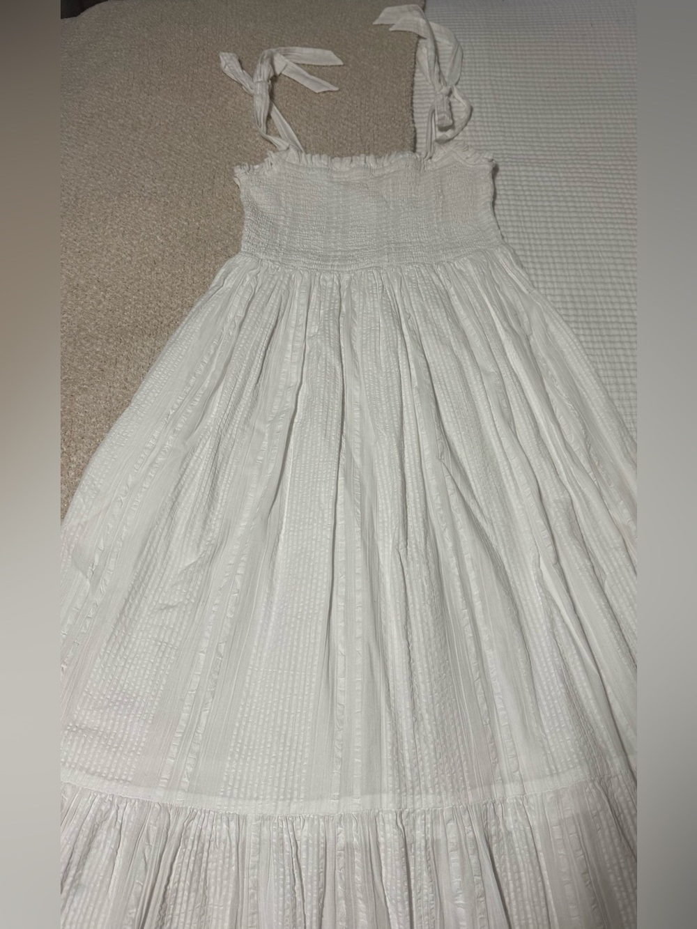 White Tie-Shoulder Maxi Dress